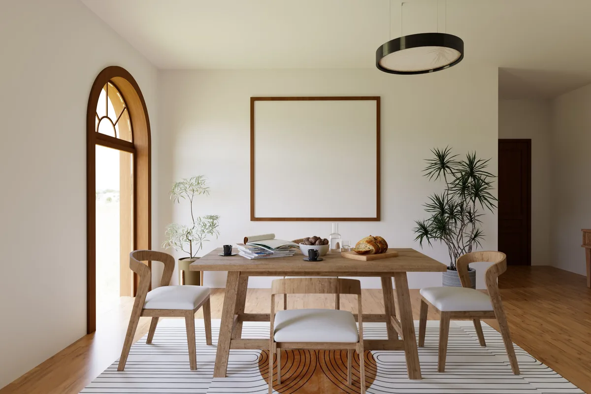 Massivholz-Esstisch Eiche in modernem Esszimmer